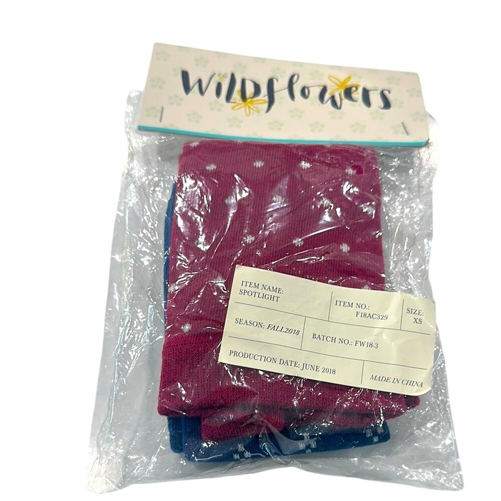 Wildflowers Spotlight Kids Tights X Small Burgundy White Polka‎ Dot Blue